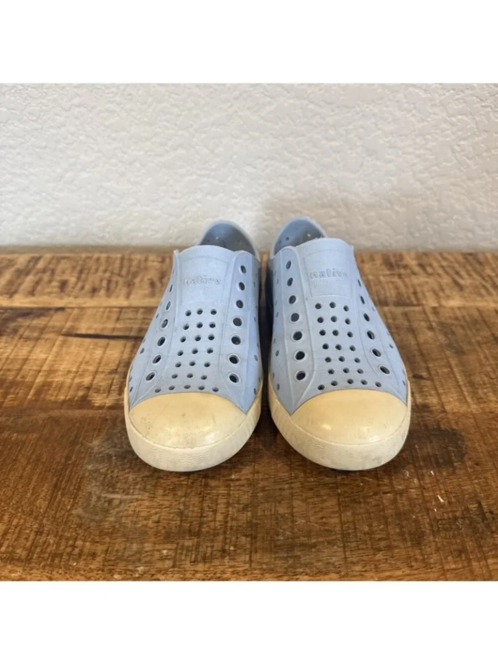 Native Shoes Kid's Boy Jefferson Slip-on Sneakers Water Blue/White Size 12